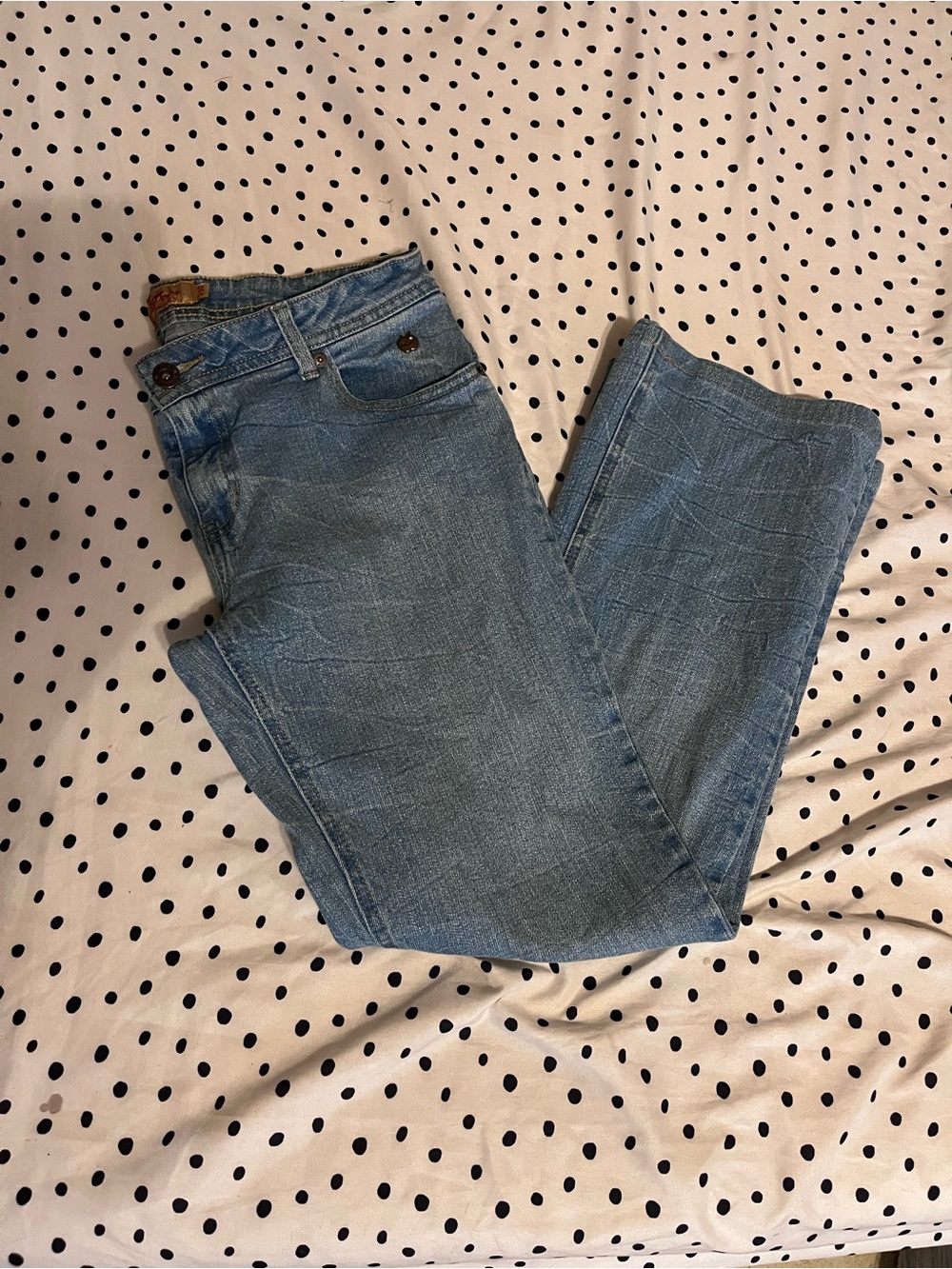 Apple Bottoms Light Blue Denim Jeans with Gold Embroidery